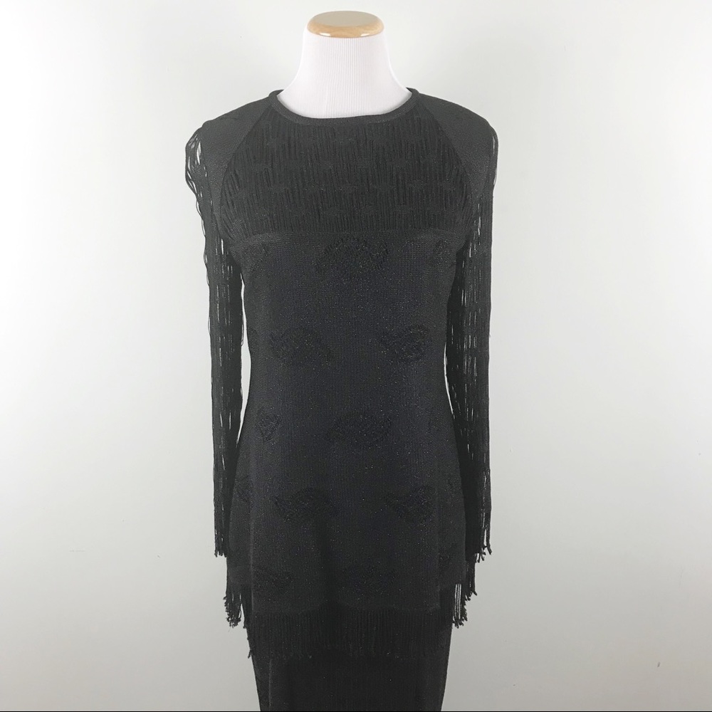 Damianou Vintage Black Knit Skirt Set Size L